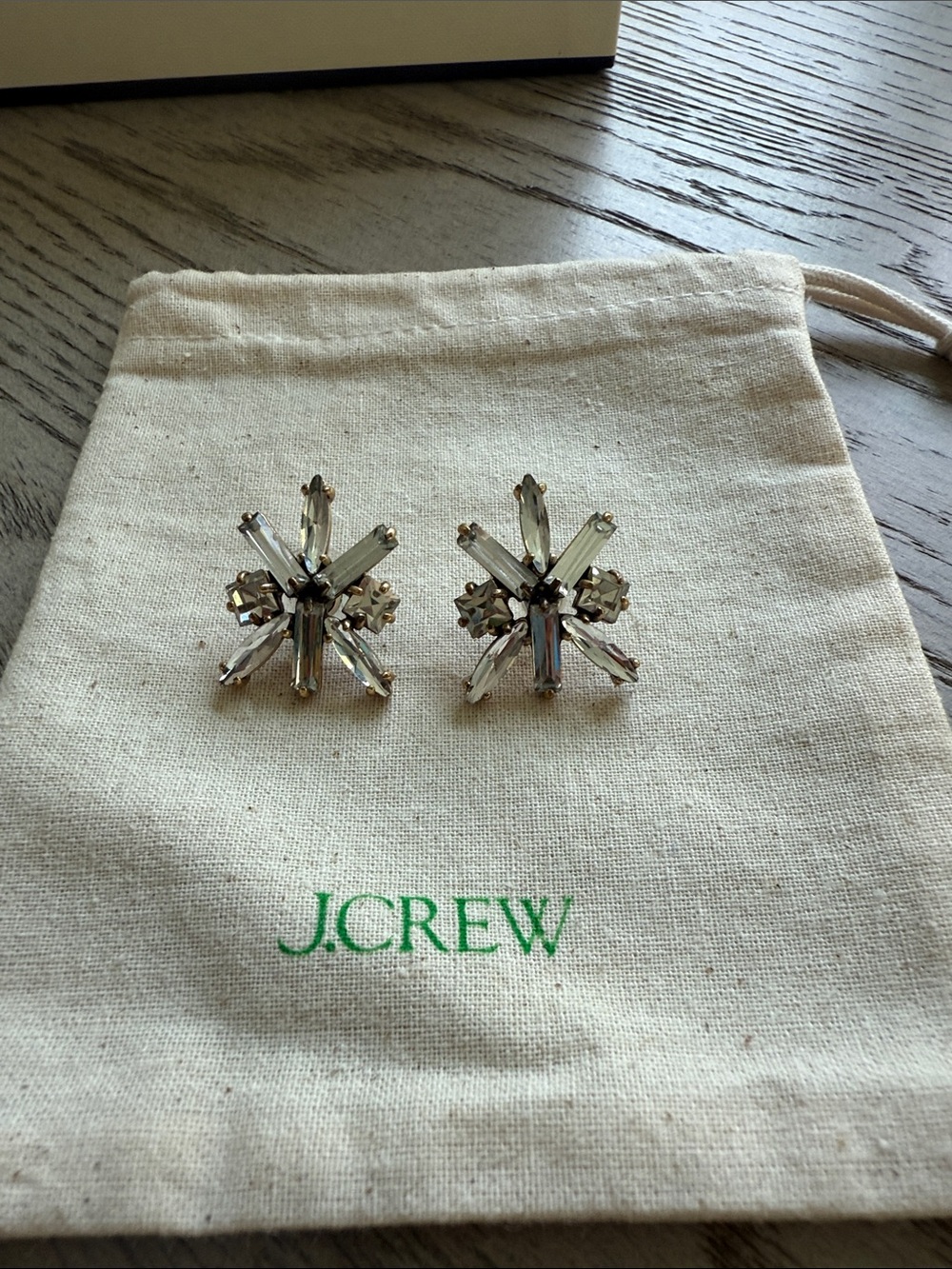 J. Crew Clear Crystal Starburst Clip-On Earrings